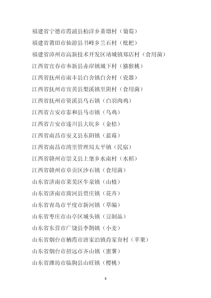 【名單公示】第十一批全國“一村一品”示范村鎮(zhèn)名單公示(圖8)